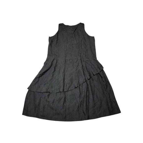 NWT VIVID Black Linen Maxi Dress Sleeveless Long Double Skirt Plus 3x Lagenlook - Picture 5 of 9